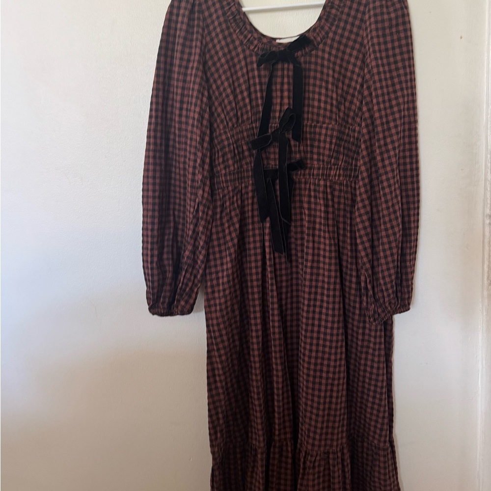 Bohme Plaid Midi Dress - Red and Black - Picture 2 of 4